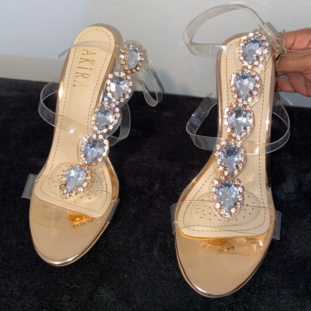 Rose Gold Heels with Clear Straps